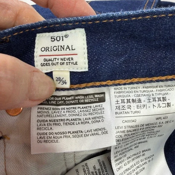 Levi's Made & Crafted Mens 501 Original Selvedge Jeans Big E Dark Wash 28x 34 - Picture 7 of 16